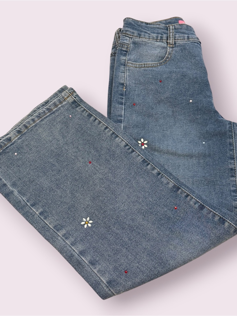 Gogo Star Girls Crystal Flower Straight Leg Jeans 10